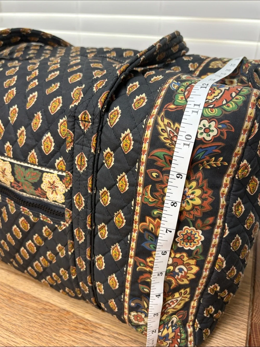 MaggiB Black XL Quilted Travel Duffel Bag with Matching Cosmetic Case